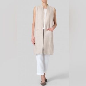 NWT! Long sleeveless cream vest